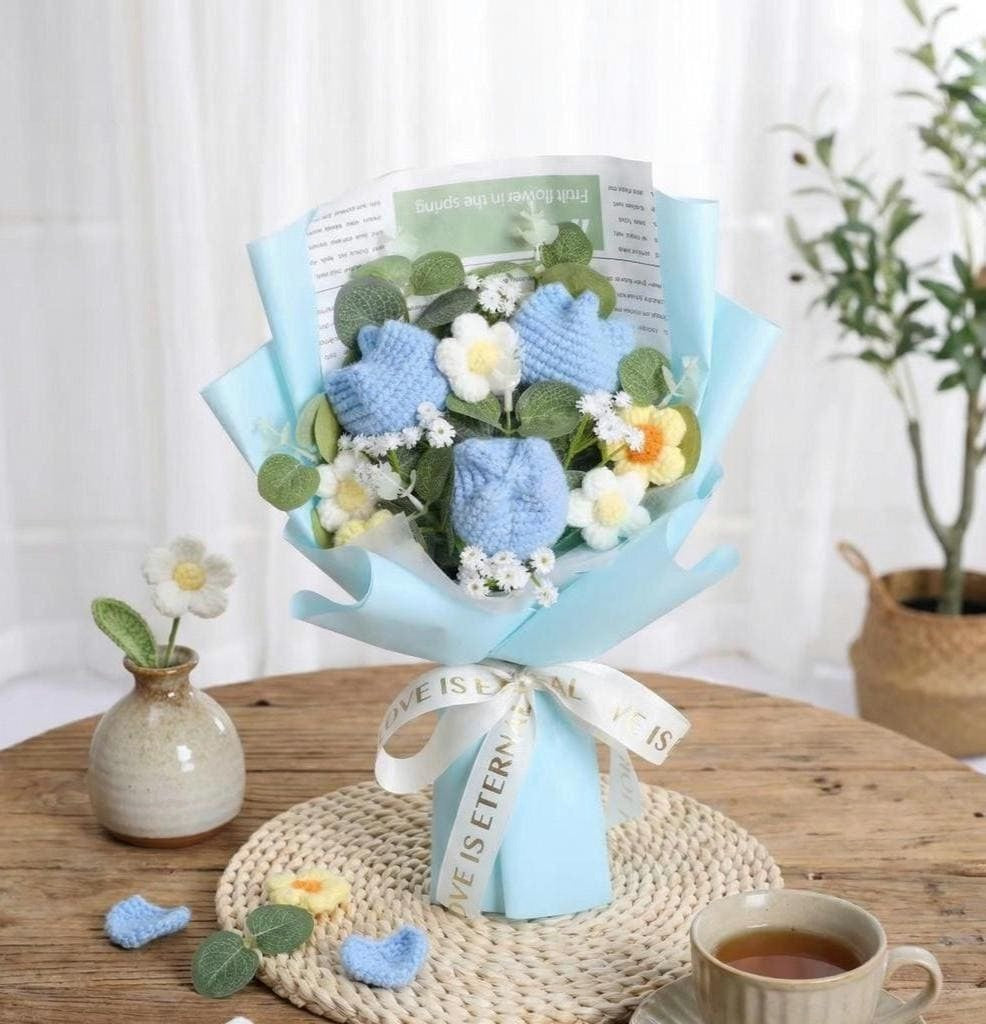 Blue Crochet Tulip Bouquet - image 1
