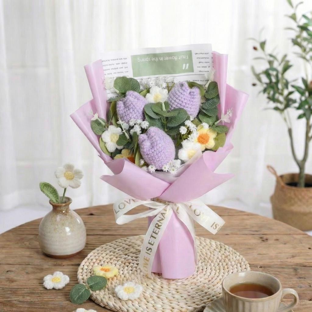Blue Crochet Tulip Bouquet - image 3