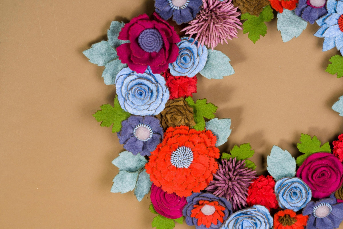 Colorful Felt Floral Wreath - image 3