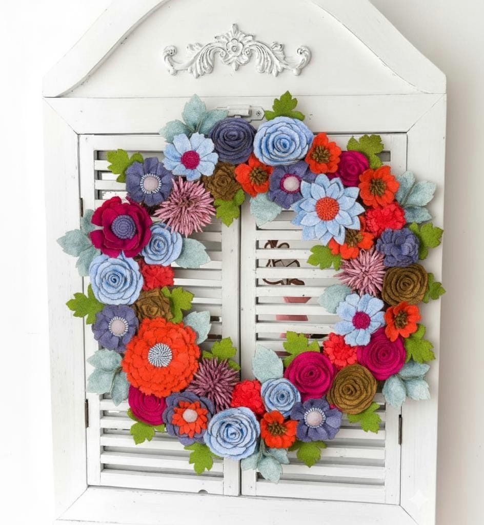 Colorful Felt Floral Wreath - image 9