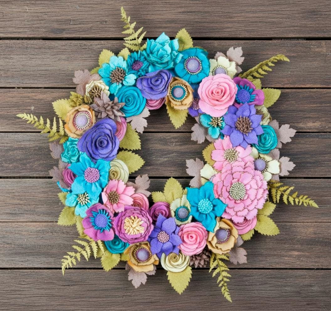 Colorful Felt Floral Wreath - Style 2 - image 6