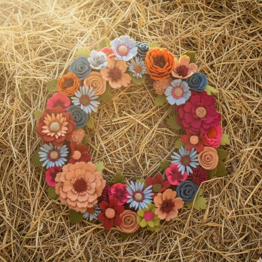 Colorful Felt Floral Wreath - Style 3 - image 8