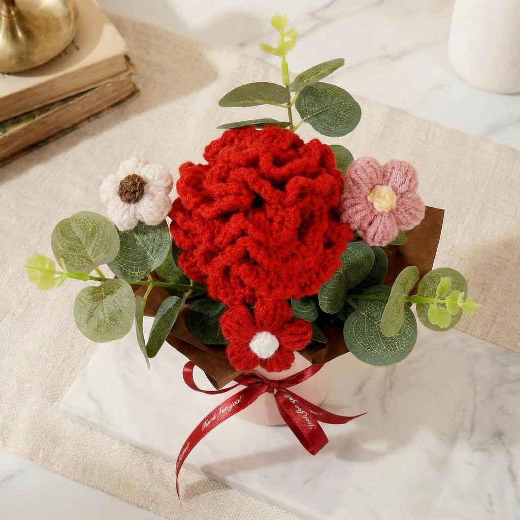 Crochet Carnation Pot Bouquet - image 6
