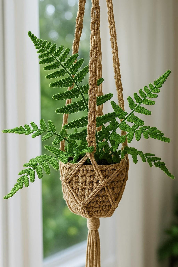 Crochet Fern Macrame Hanging Basket - image 1
