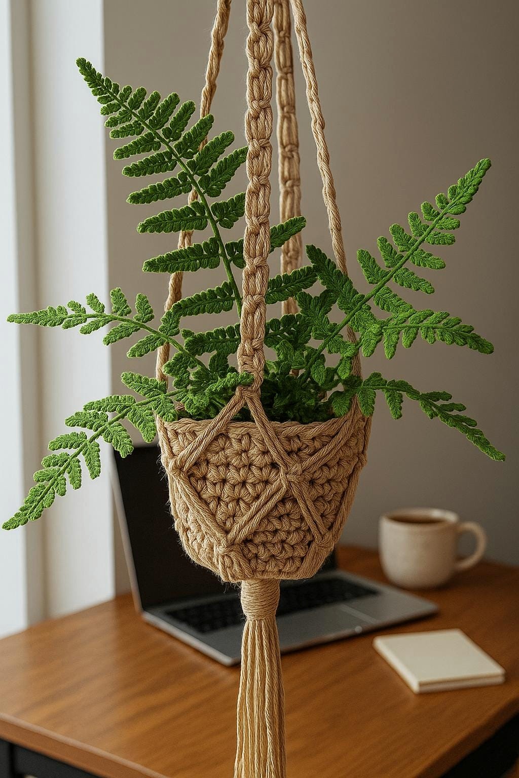 Crochet Fern Macrame Hanging Basket - image 6