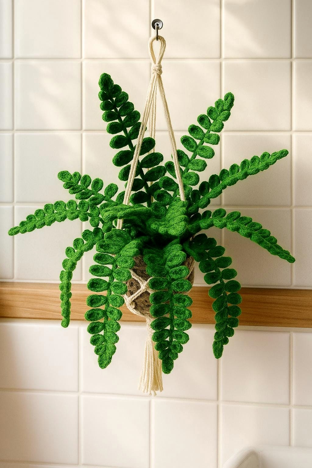 Crochet Fern Macrame Hanging Basket - Style 2 - image 1