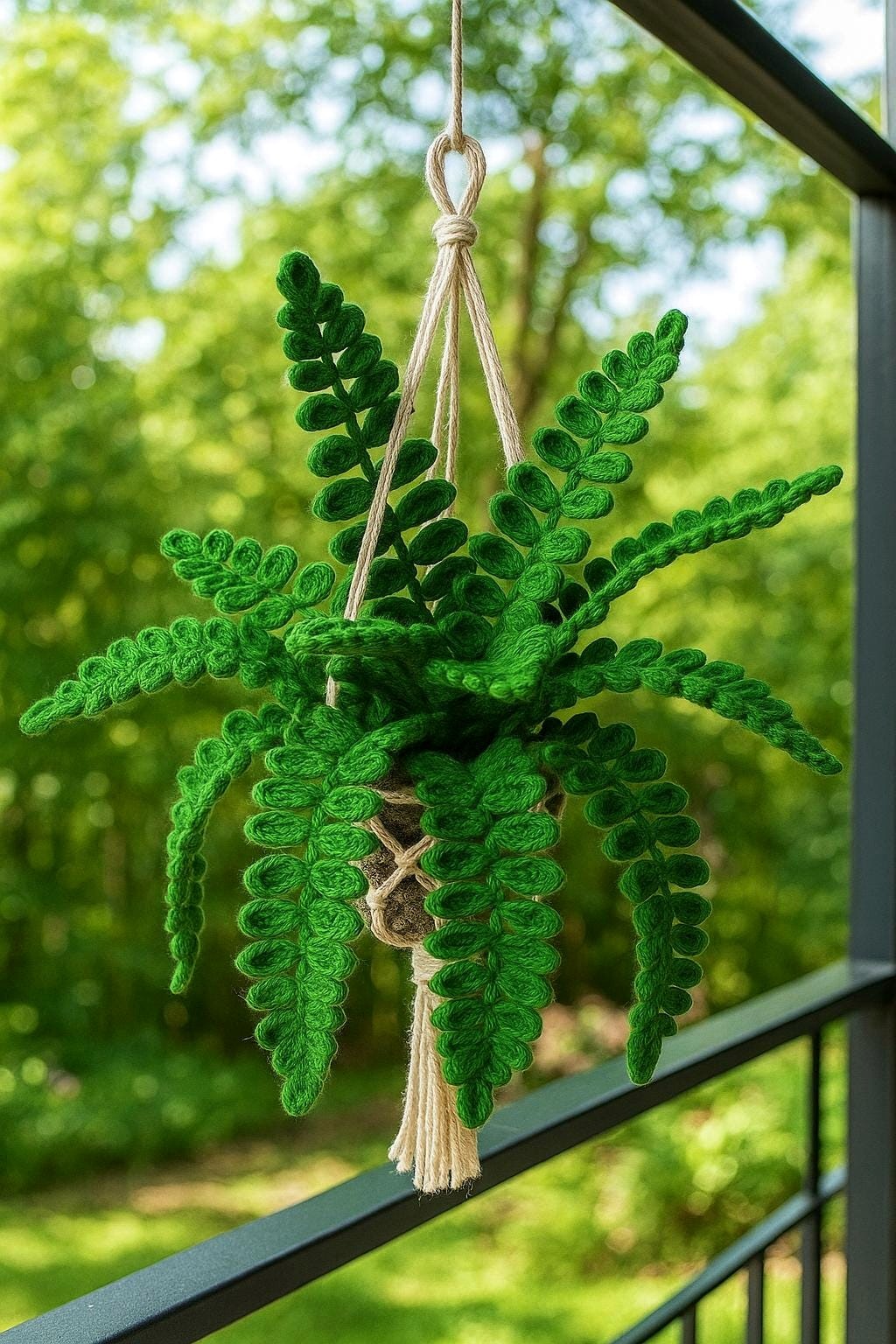 Crochet Fern Macrame Hanging Basket - Style 2 - image 5