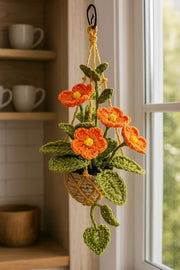 Crochet Floral Macrame Hanging Basket - image 3