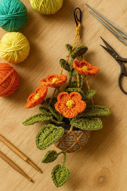 Crochet Floral Macrame Hanging Basket - image 4