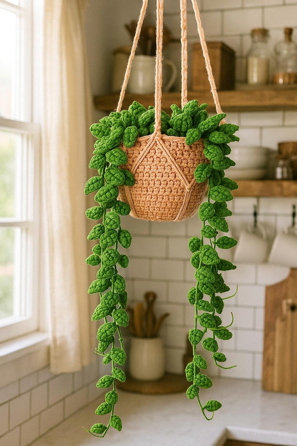 Crochet Green Vine Hanging Decor - image 5