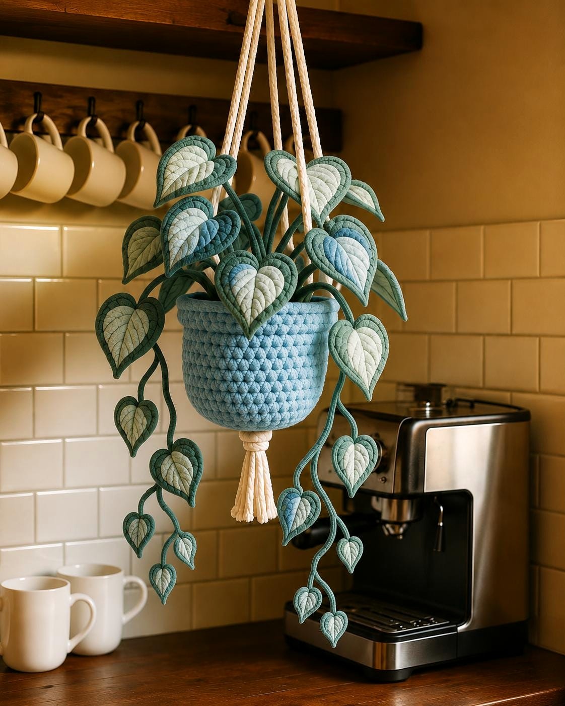 Crochet Heart Leaf Wall Hanging - image 5