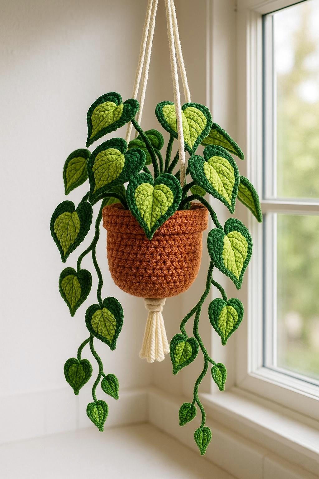 Crochet Heart Leaf Wall Hanging - image 7