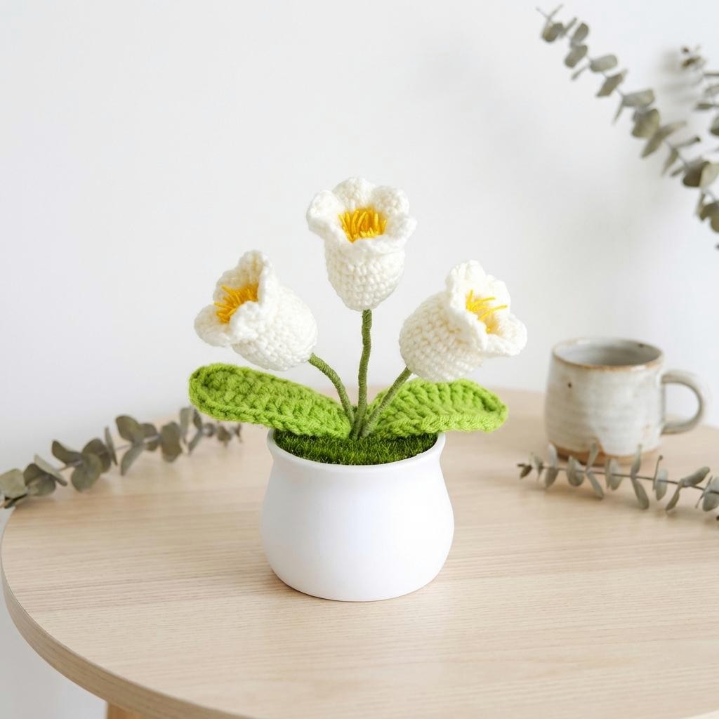 Crochet Lily of the Valley Pot - image 1