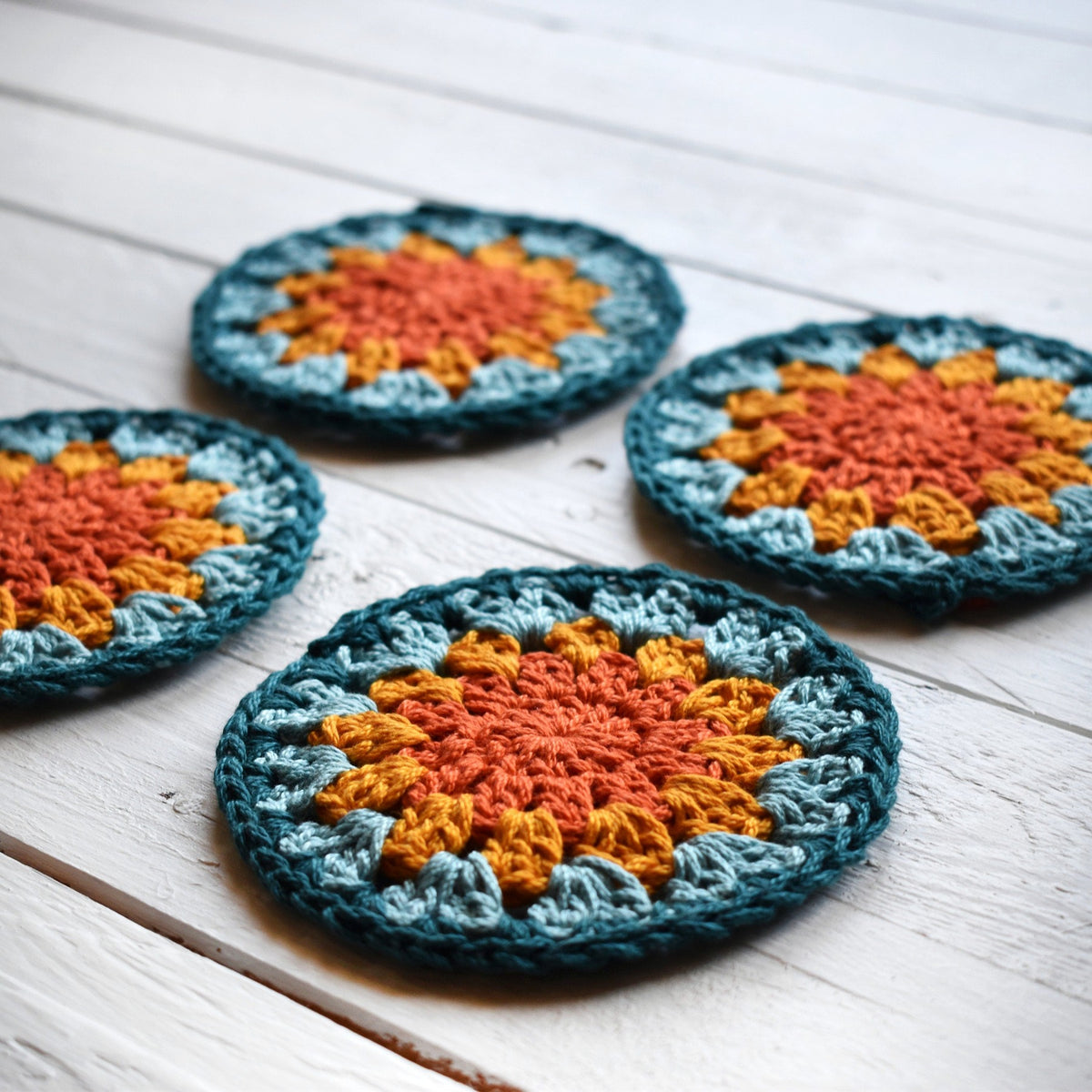 Crochet Sunflower Coaster Set - image 4