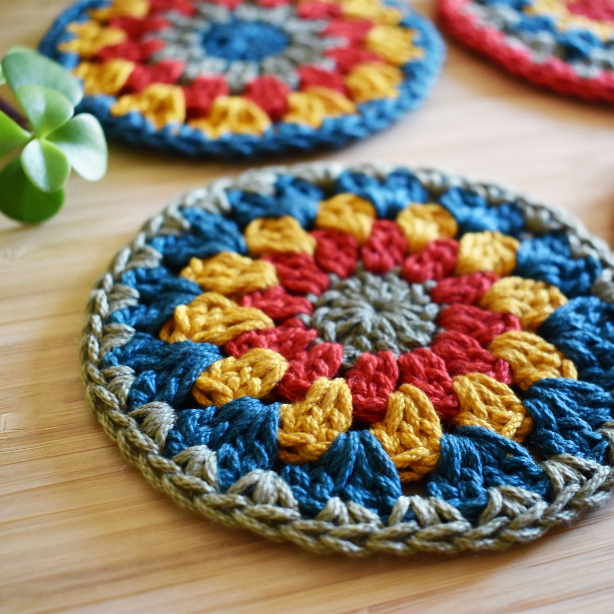 Crochet Sunflower Coaster Set - Style 2 - image 4
