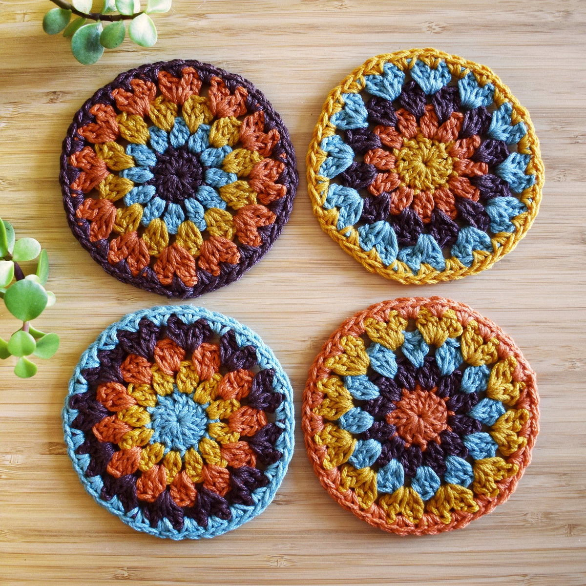 Crochet Sunflower Coaster Set - Style 4 - image 1