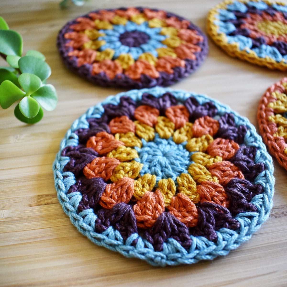 Crochet Sunflower Coaster Set - Style 4 - image 3