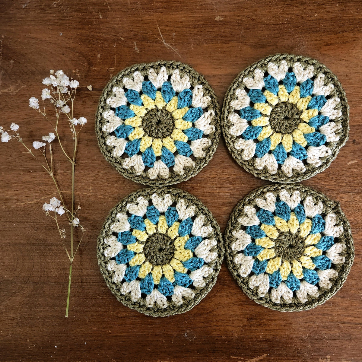 Crochet Sunflower Coaster Set - Style 7 - image 2