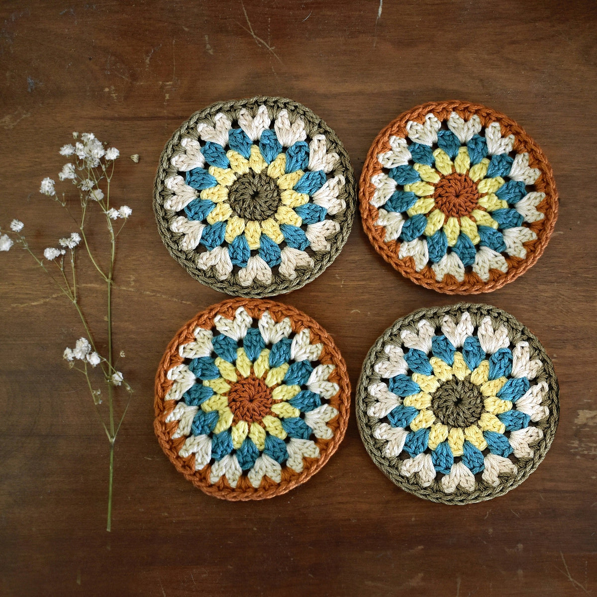 Crochet Sunflower Coaster Set - Style 7 - image 3