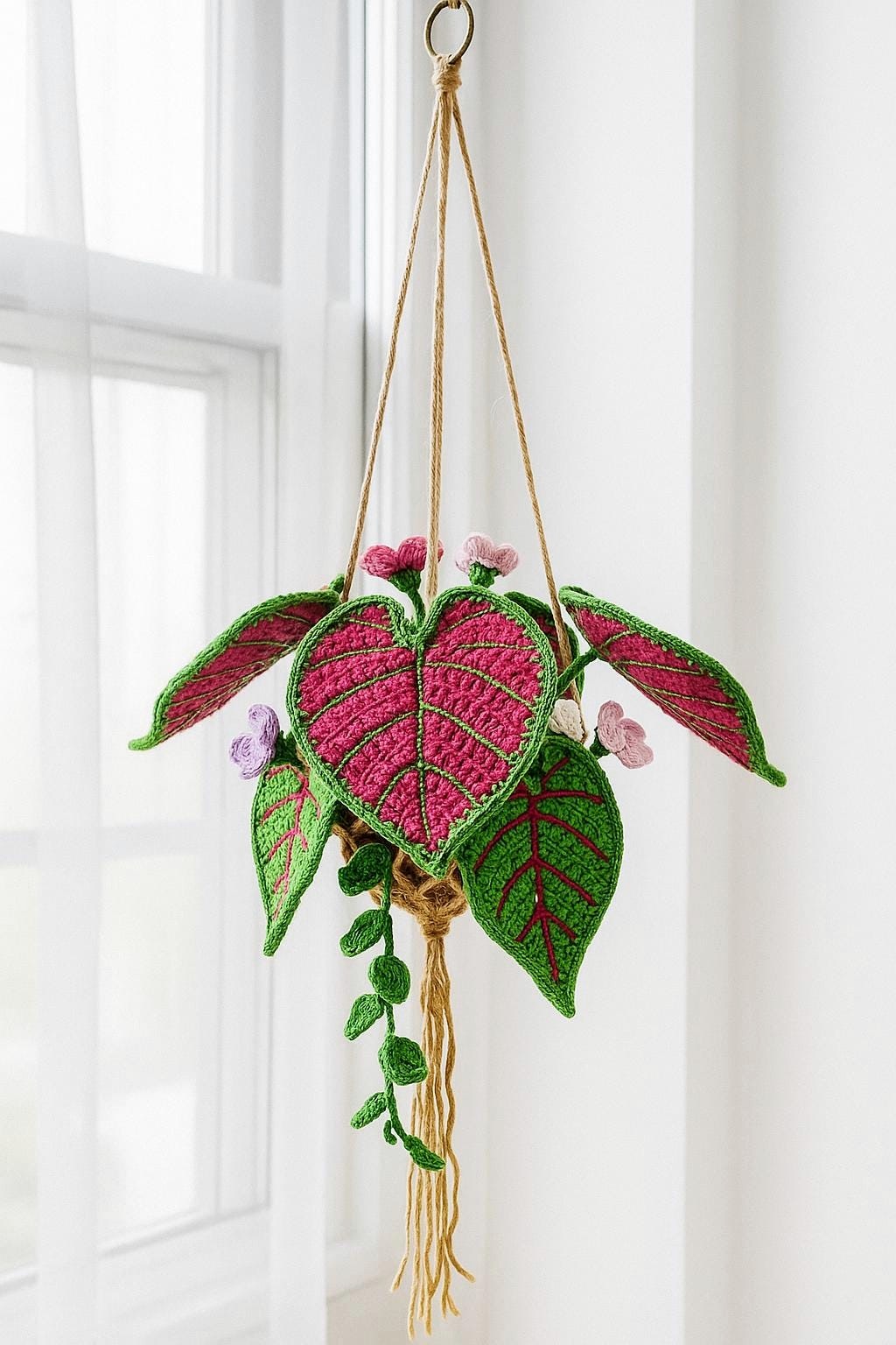 Crochet Tropical Macrame Hanging Basket - image 6