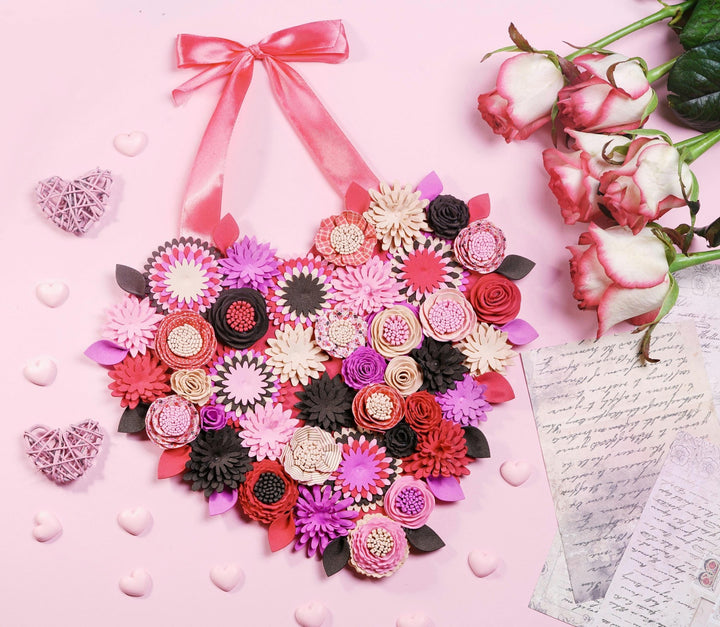 Felt Floral Heart Wreath - image 1