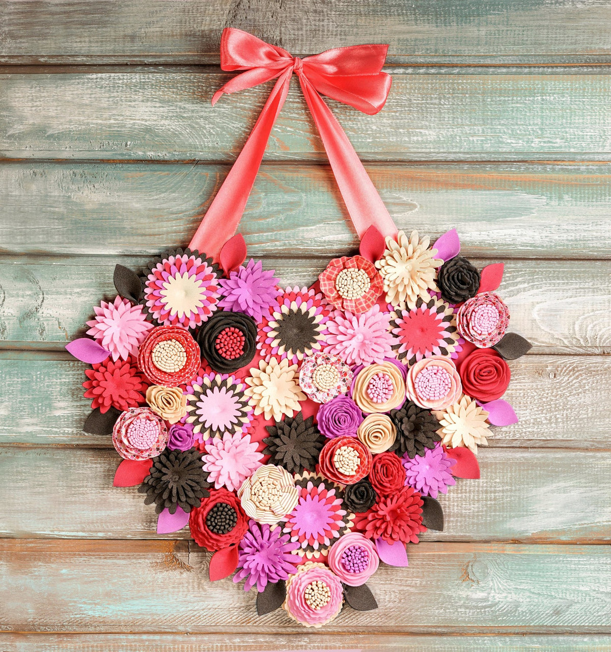 Felt Floral Heart Wreath - image 4