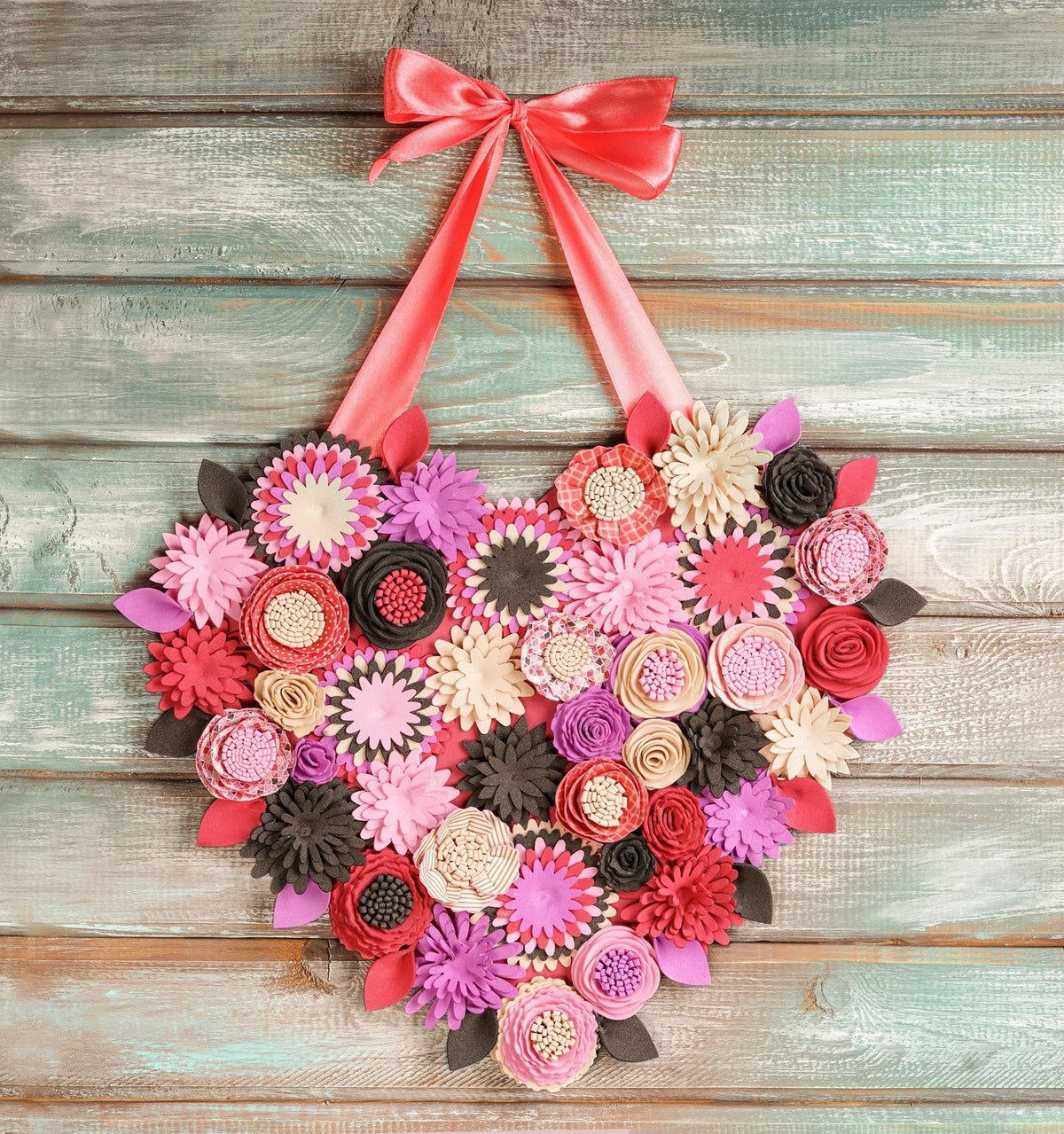 Felt Floral Heart Wreath - image 9