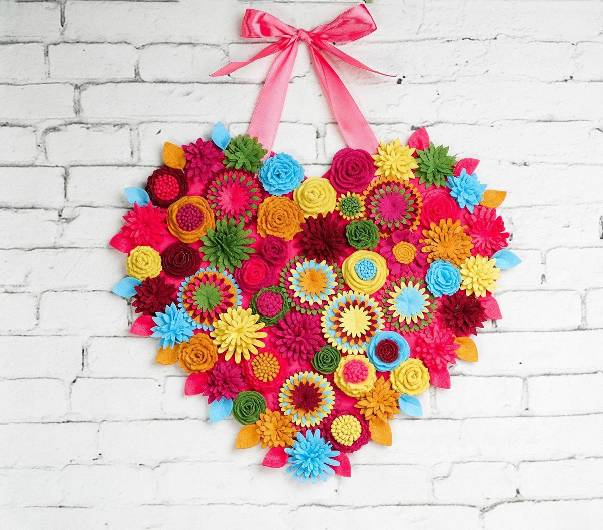 Felt Floral Heart Wreath - Style 2 - image 1