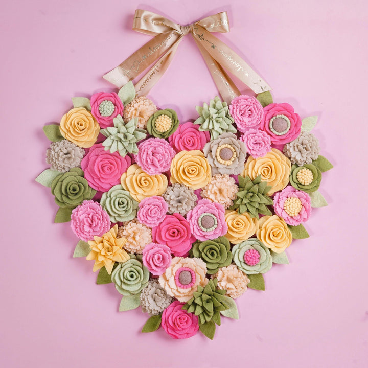 Felt Floral Heart Wreath - Style 3 - image 1