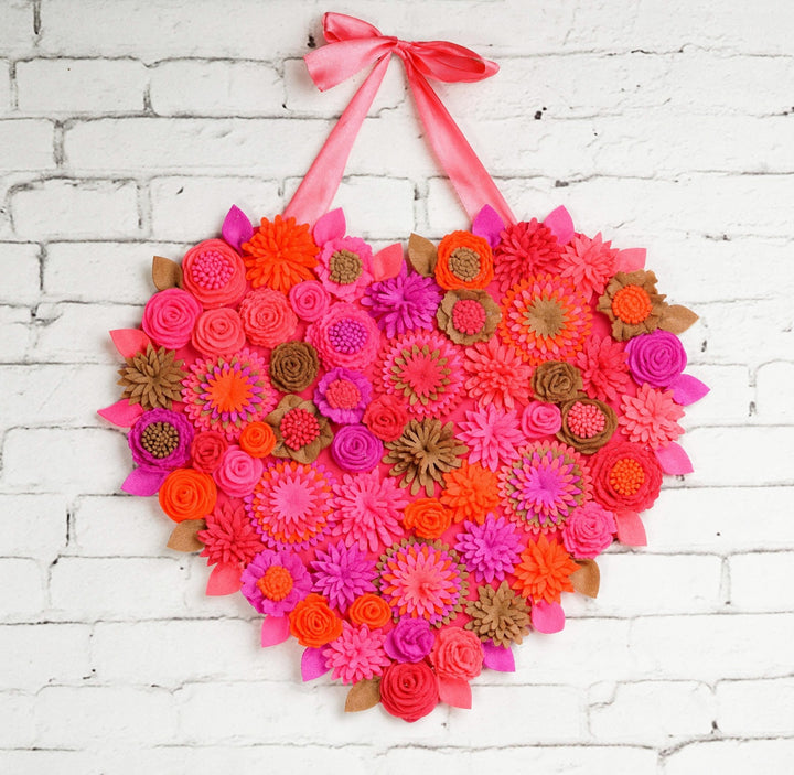 Felt Floral Heart Wreath - Style 4 - image 1