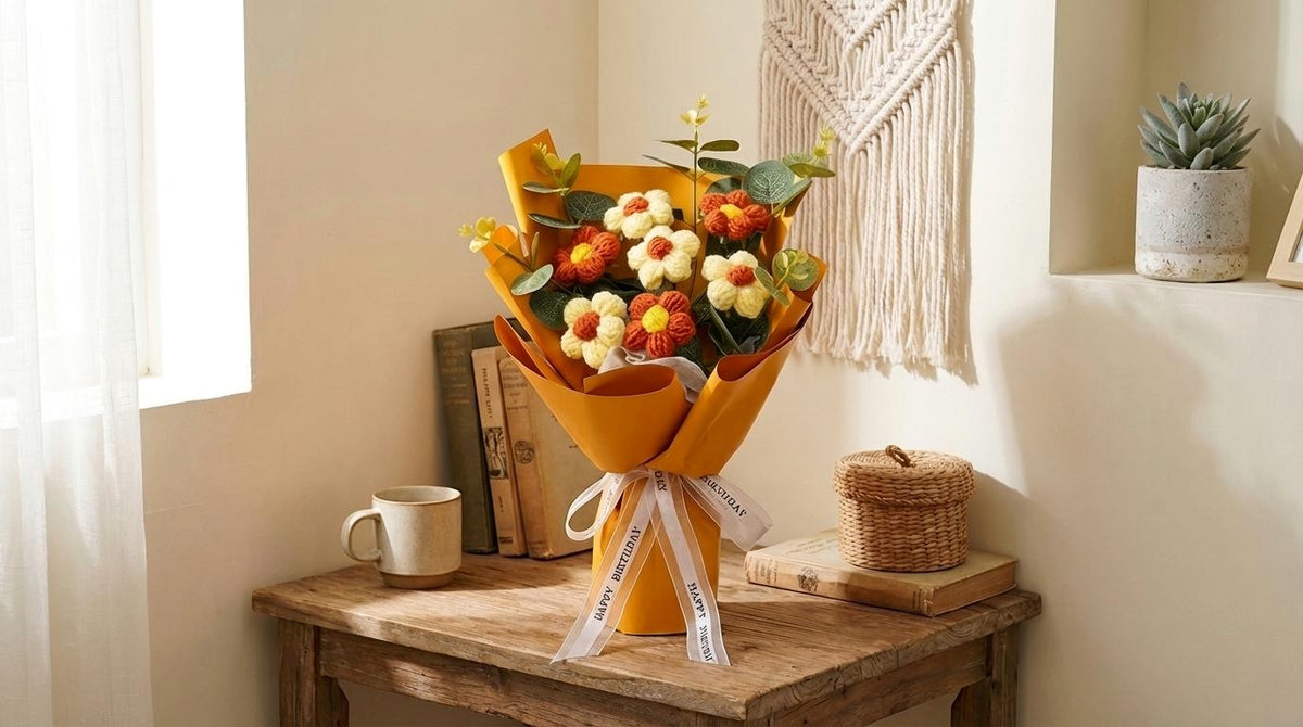 Handmade Crochet Flower Bouquet - image 3