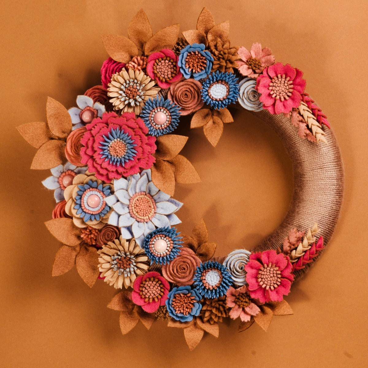 Neutral Felt Floral Wreath - image 1