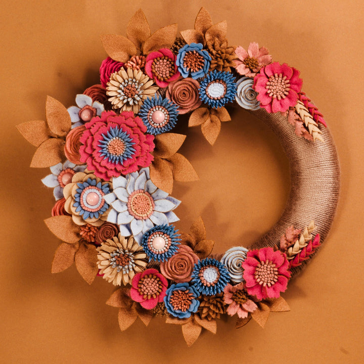 Neutral Felt Floral Wreath - image 1