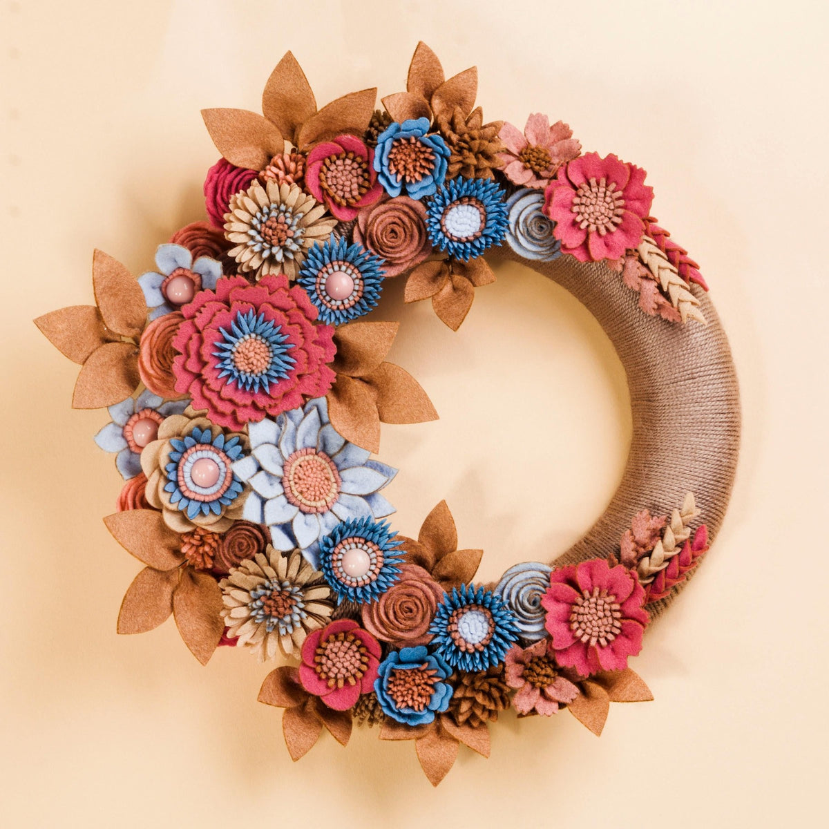 Neutral Felt Floral Wreath - image 2
