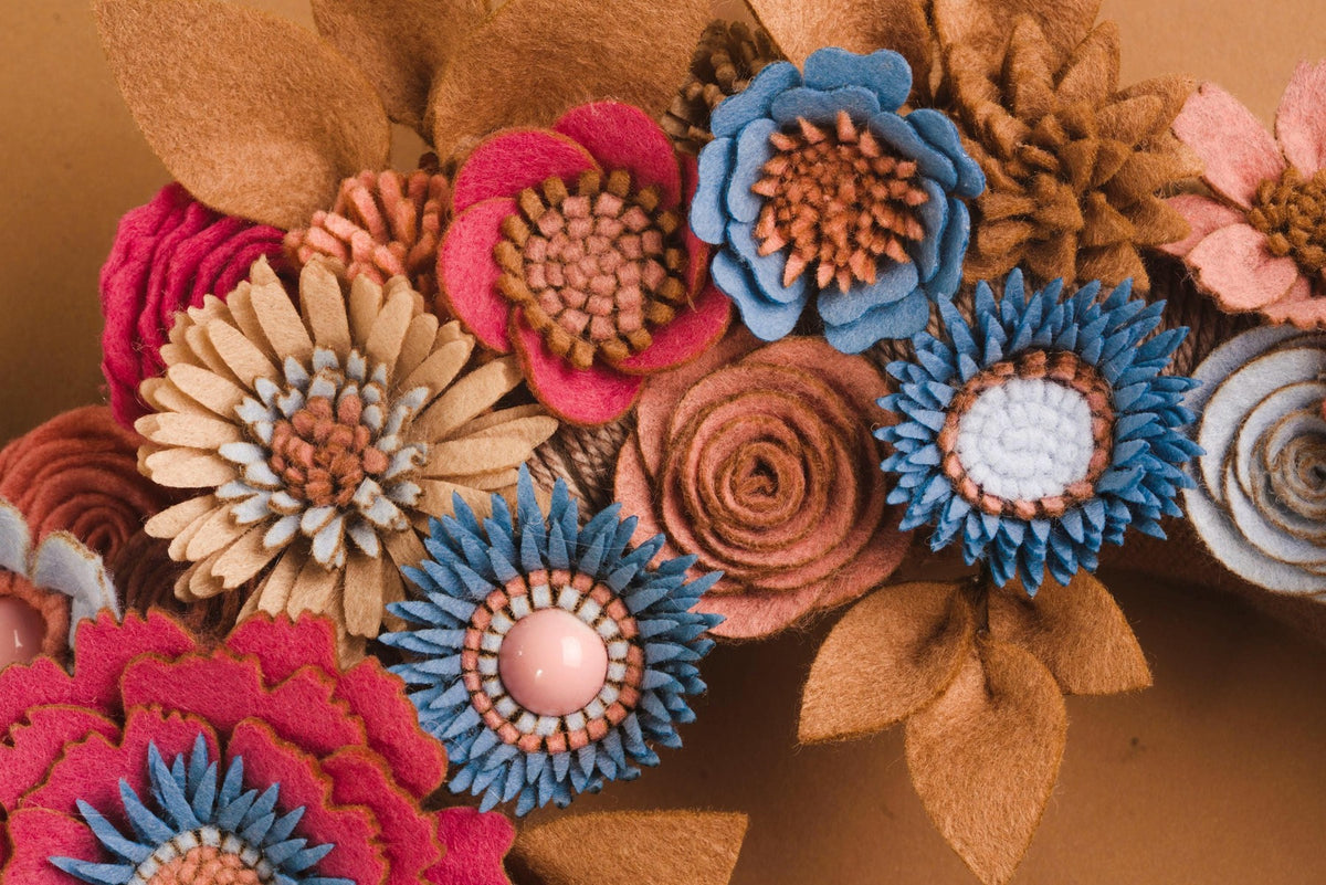 Neutral Felt Floral Wreath - image 9