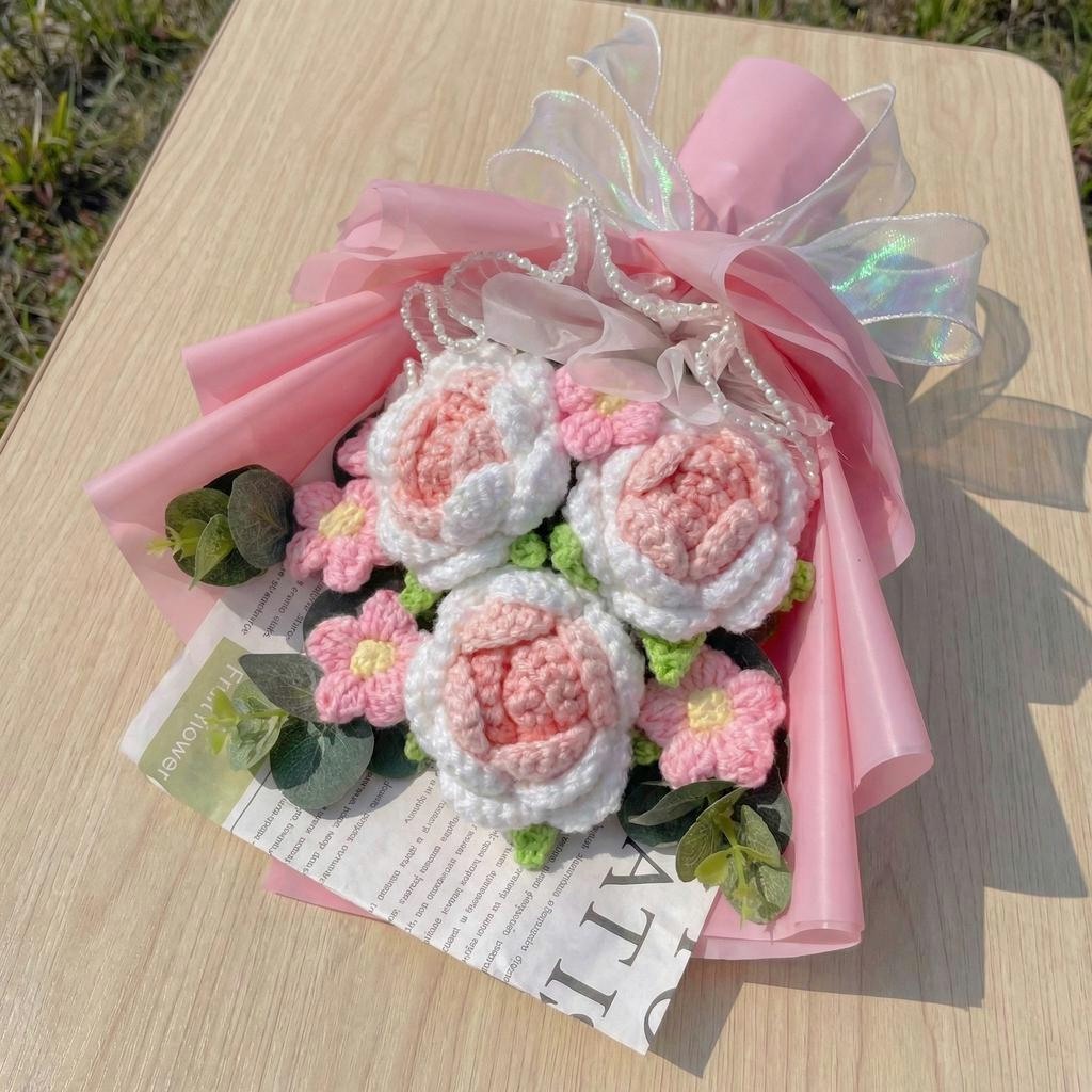 Pastel Crochet Rose Bouquet - image 7