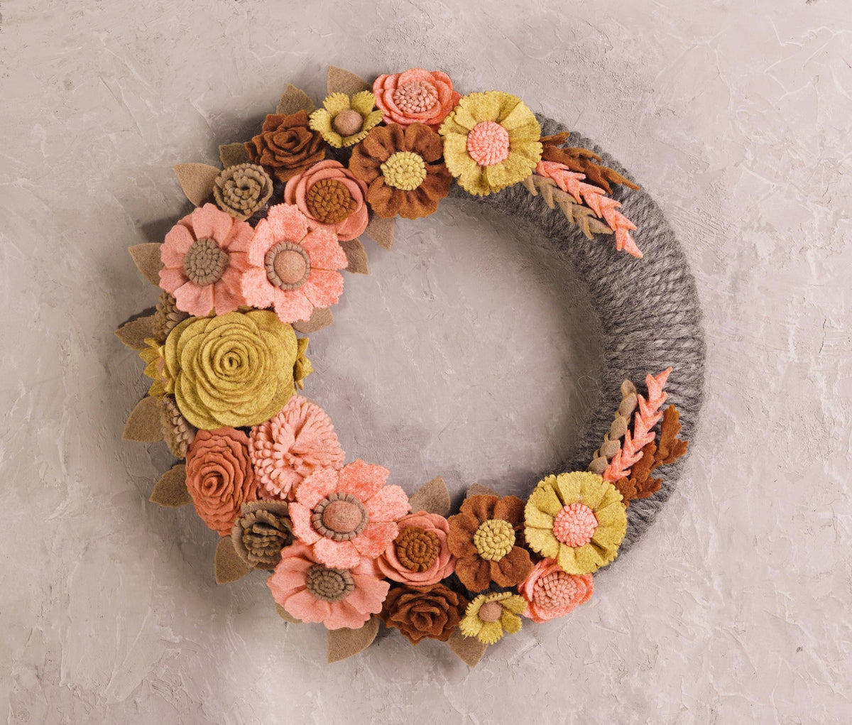 Rustic Felt Floral Wreath - image 2