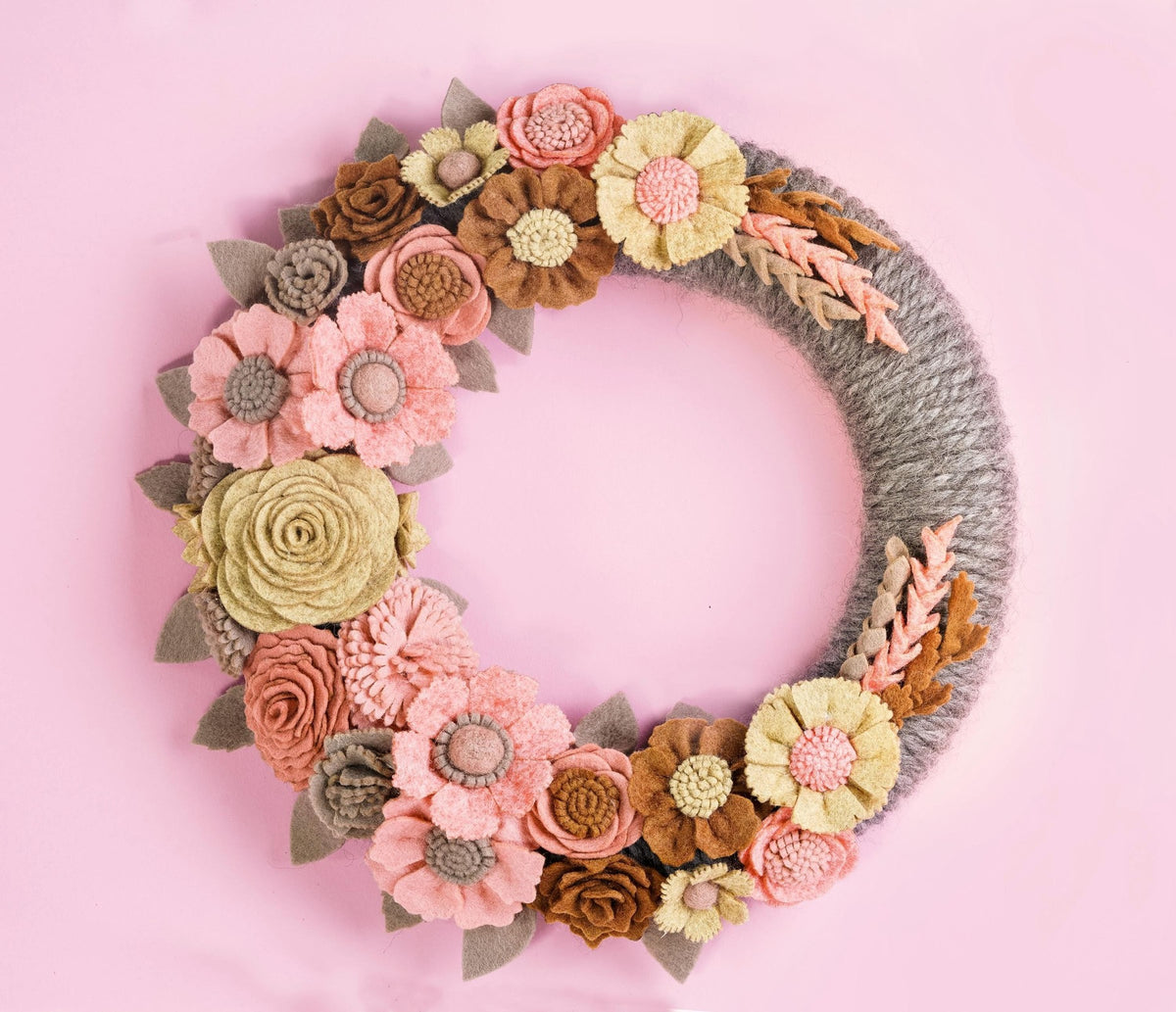 Rustic Felt Floral Wreath - image 3