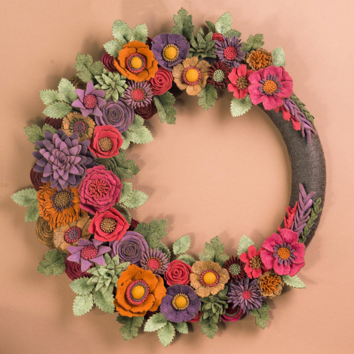Rustic Felt Floral Wreath - Style 2 - image 1