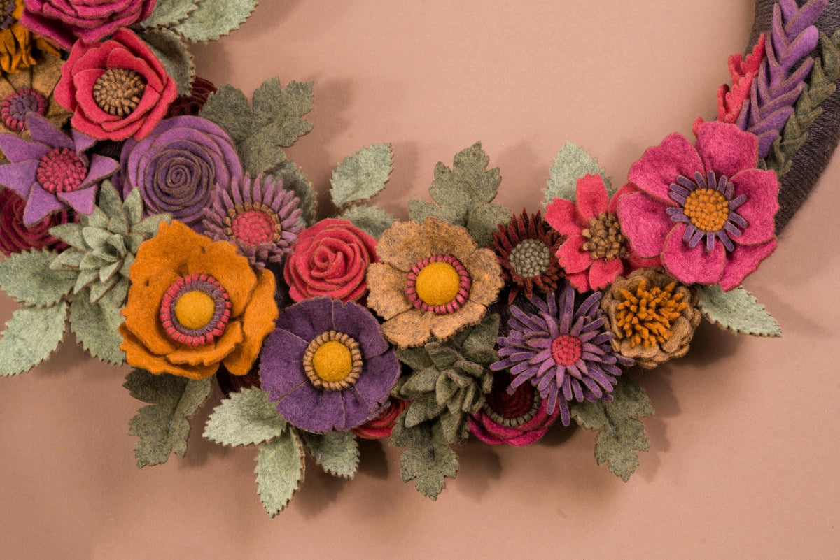 Rustic Felt Floral Wreath - Style 2 - image 3