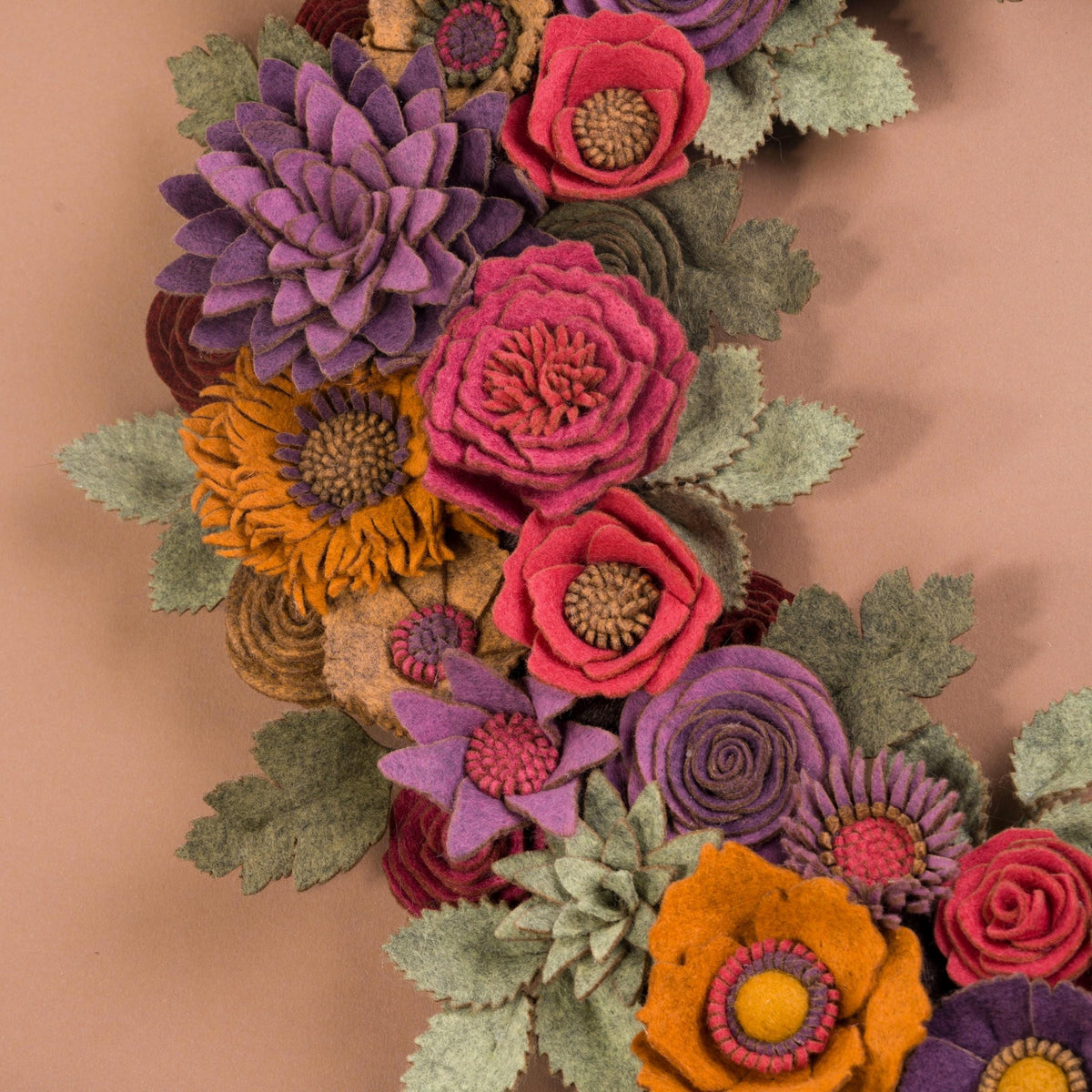 Rustic Felt Floral Wreath - Style 2 - image 4