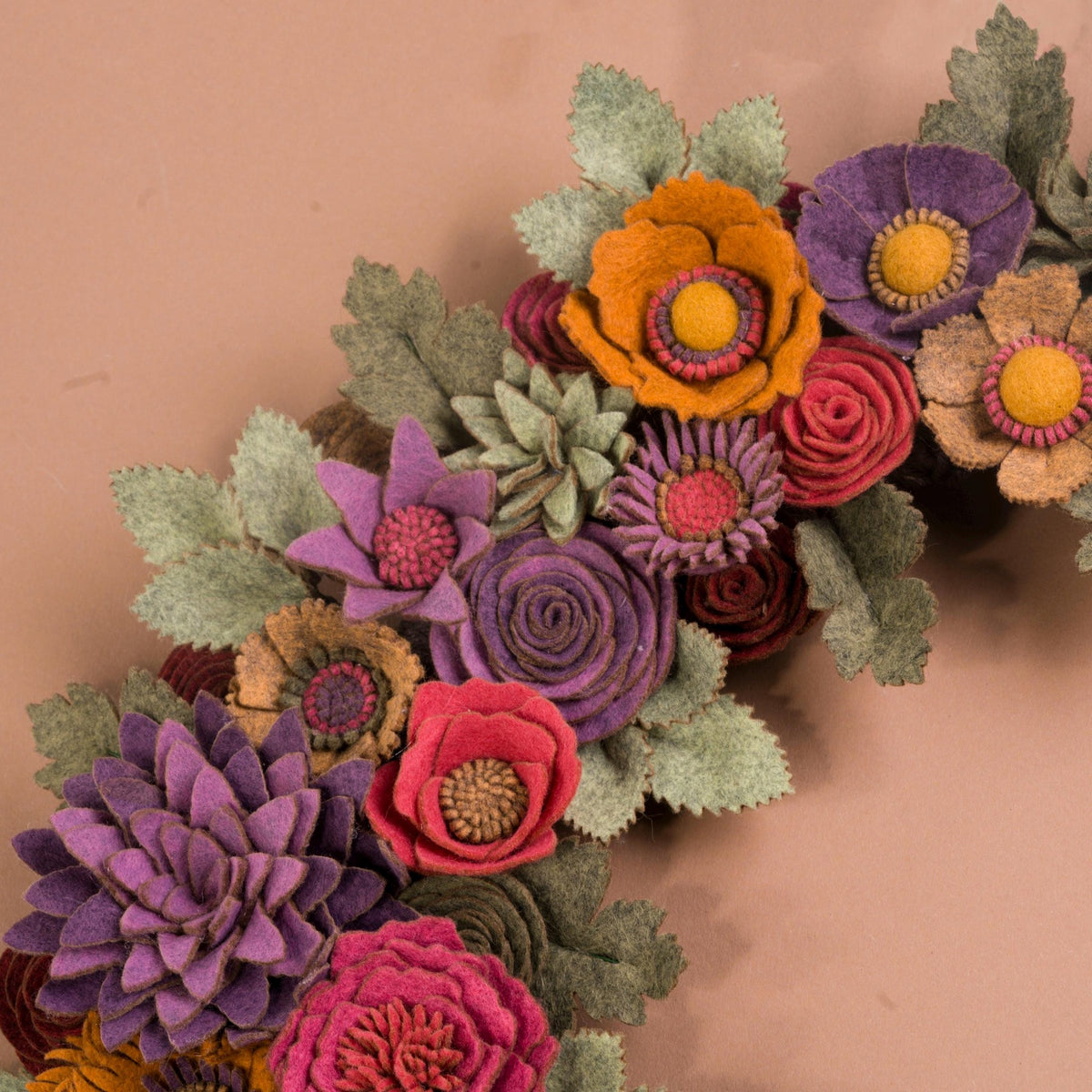 Rustic Felt Floral Wreath - Style 2 - image 5