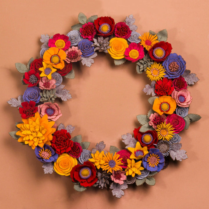 Rustic Felt Floral Wreath - Style 3 - image 1