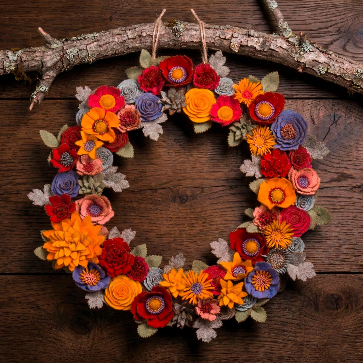 Rustic Felt Floral Wreath - Style 3 - image 9