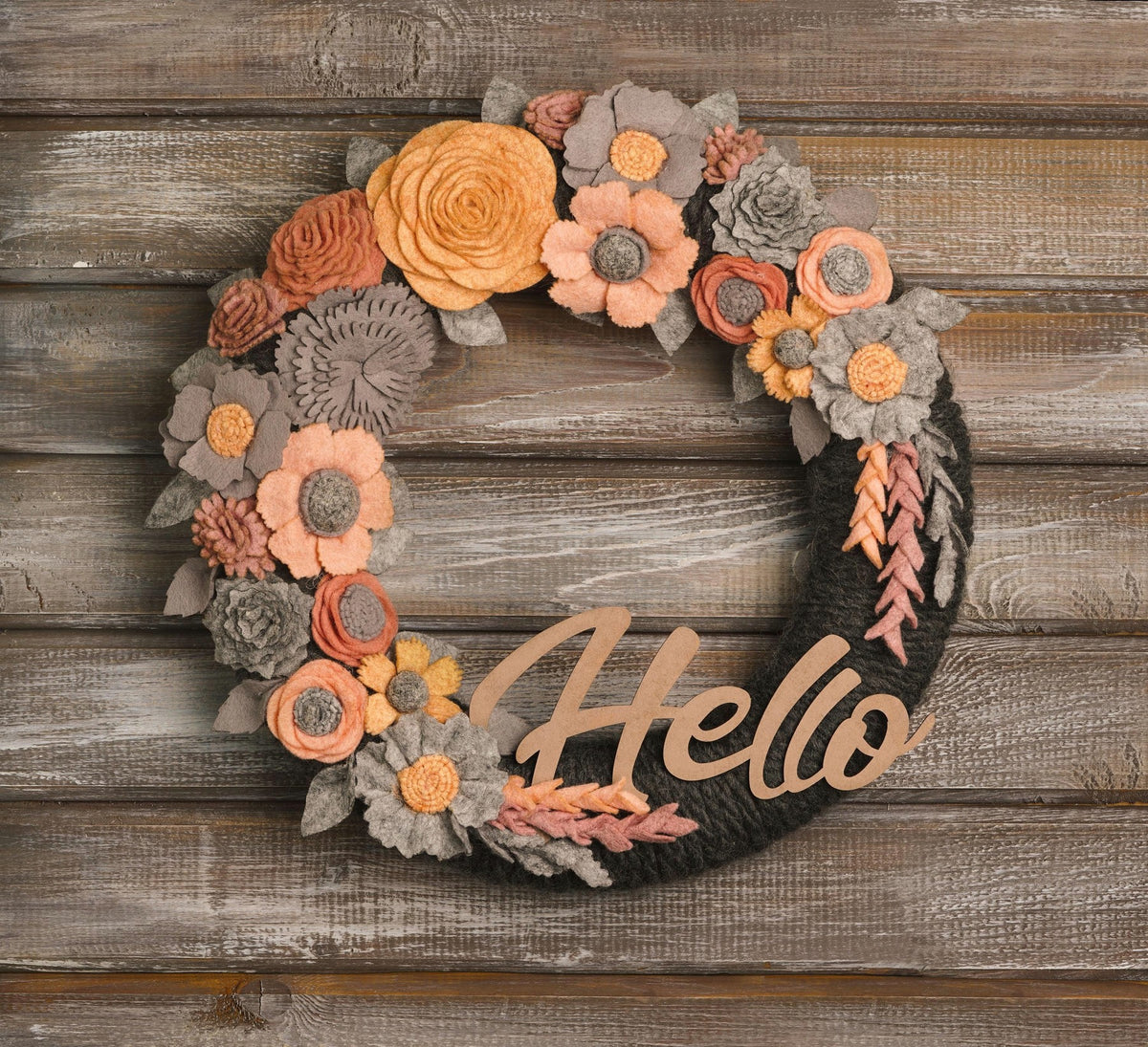 Rustic Felt Floral Wreath - Style 4 - image 2