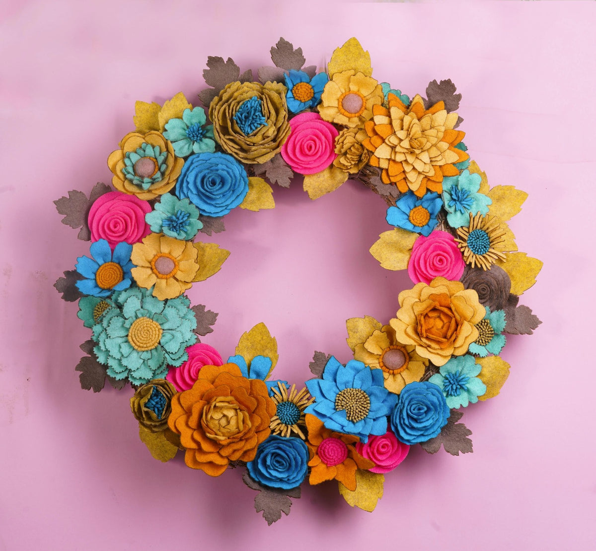 Rustic Felt Floral Wreath - Style 5 - image 1