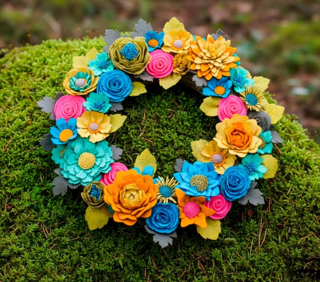 Rustic Felt Floral Wreath - Style 5 - image 10
