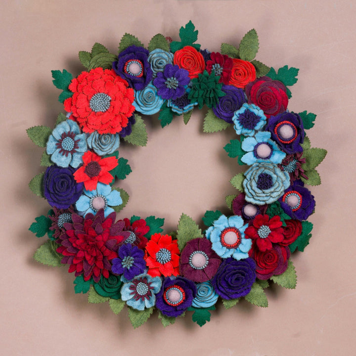 Rustic Felt Floral Wreath - Style 6 - image 1
