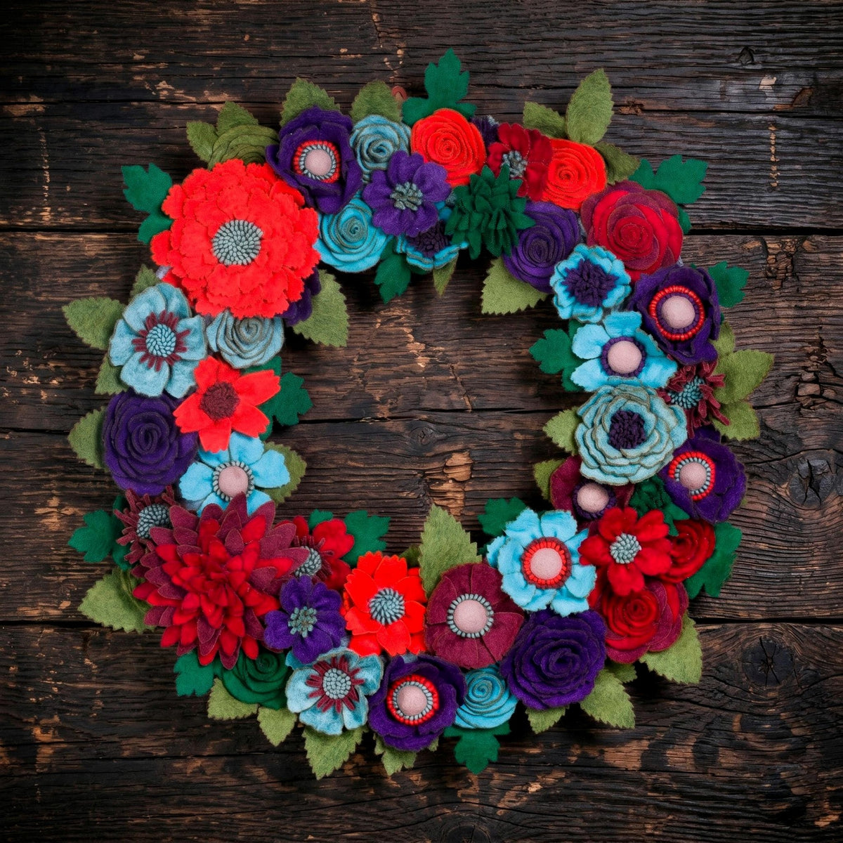 Rustic Felt Floral Wreath - Style 6 - image 10