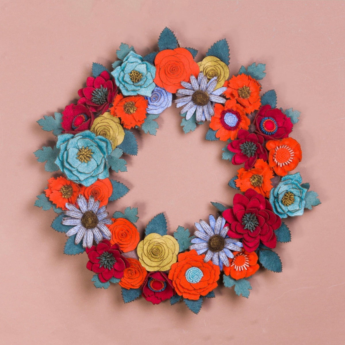 Rustic Felt Floral Wreath - Style 7 - image 1